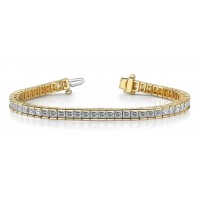 6.00 ct Ladies Princess Cut Diamond Tennis Bracelet In Channel Setting  Yellow Gold